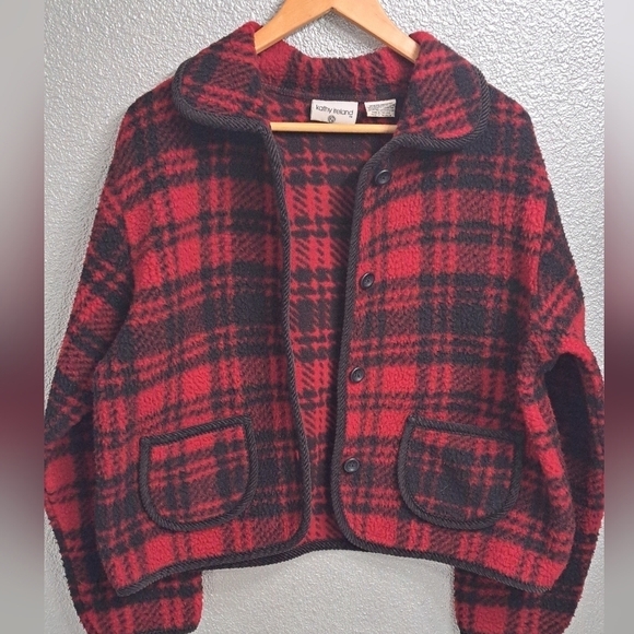 Kathy Ireland Buffalo Check Fleece Cropped Jacket - Picture 6 of 11